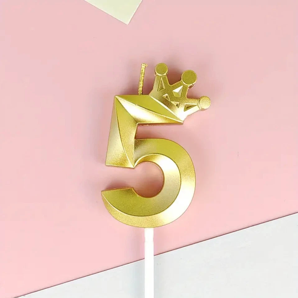 Number 5 Crown Designed Birthday Candle