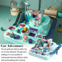 Manual Mechanical Car Adventure Track Set - 4Pcs Assorted Cars