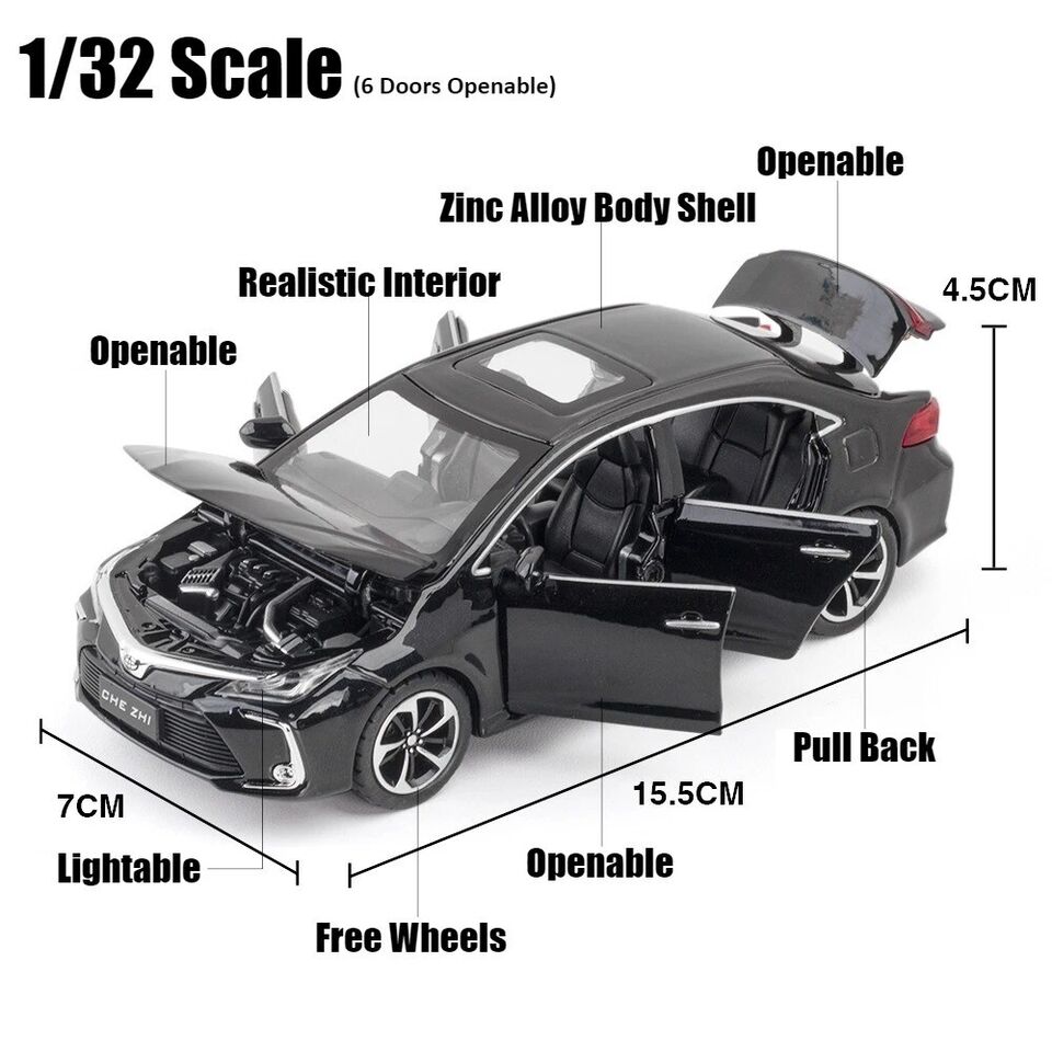 1:32 Diecast Toyota Corolla Hybrid Model Car