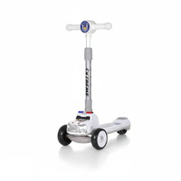Police Themed Adjustable Height Kids Scooter With Light & Music - White