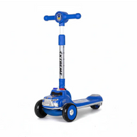 Police Themed Adjustable Height Kids Scooter With Light & Music - Blue