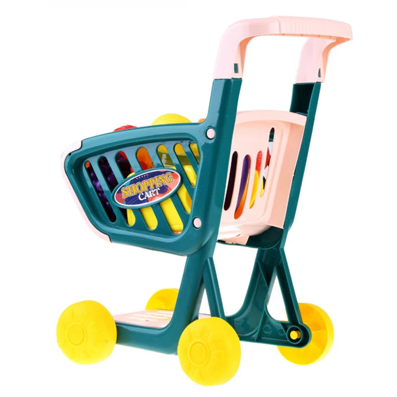 32Pcs Kids Pretend Super Market Shopping Cart