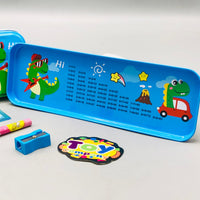 6Pcs Mini Dinosaur Themed Tin Geometry Box