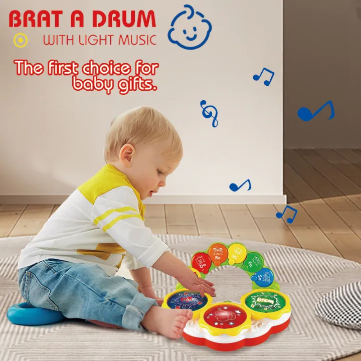 Toddlers Musical Drum With Foldable Handle & Lights