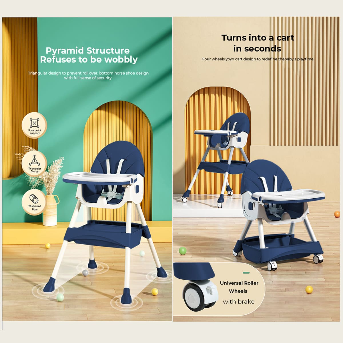 4in1 Portable Table Talk High Chair For Kids