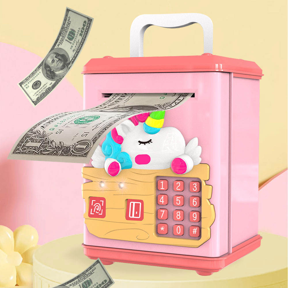Unicorn Themed Fingerprint & Swipe Card Unlock Piggy Bank