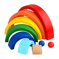 Wooden Rainbow Blocks Stacking - 9Pcs