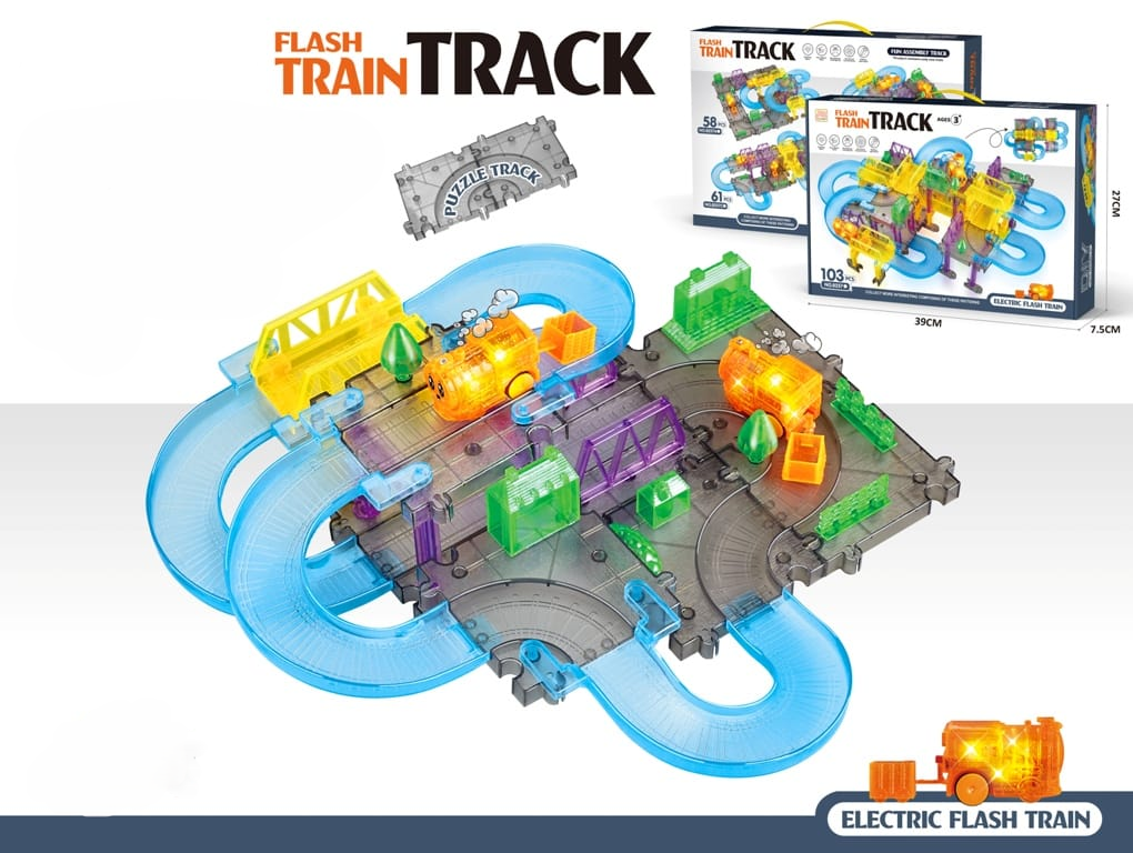 36Pcs DIY Fun Flash Train Track Set