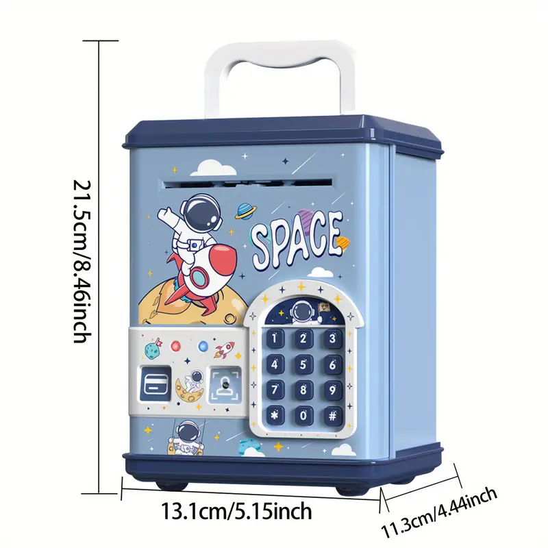 Spaceman Fingerprint & Swipe Card Unlock Piggy Bank