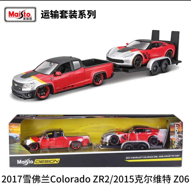 1:24 Chevy Colorado ZR2 & 2015 Corvette Z06 on Trailer