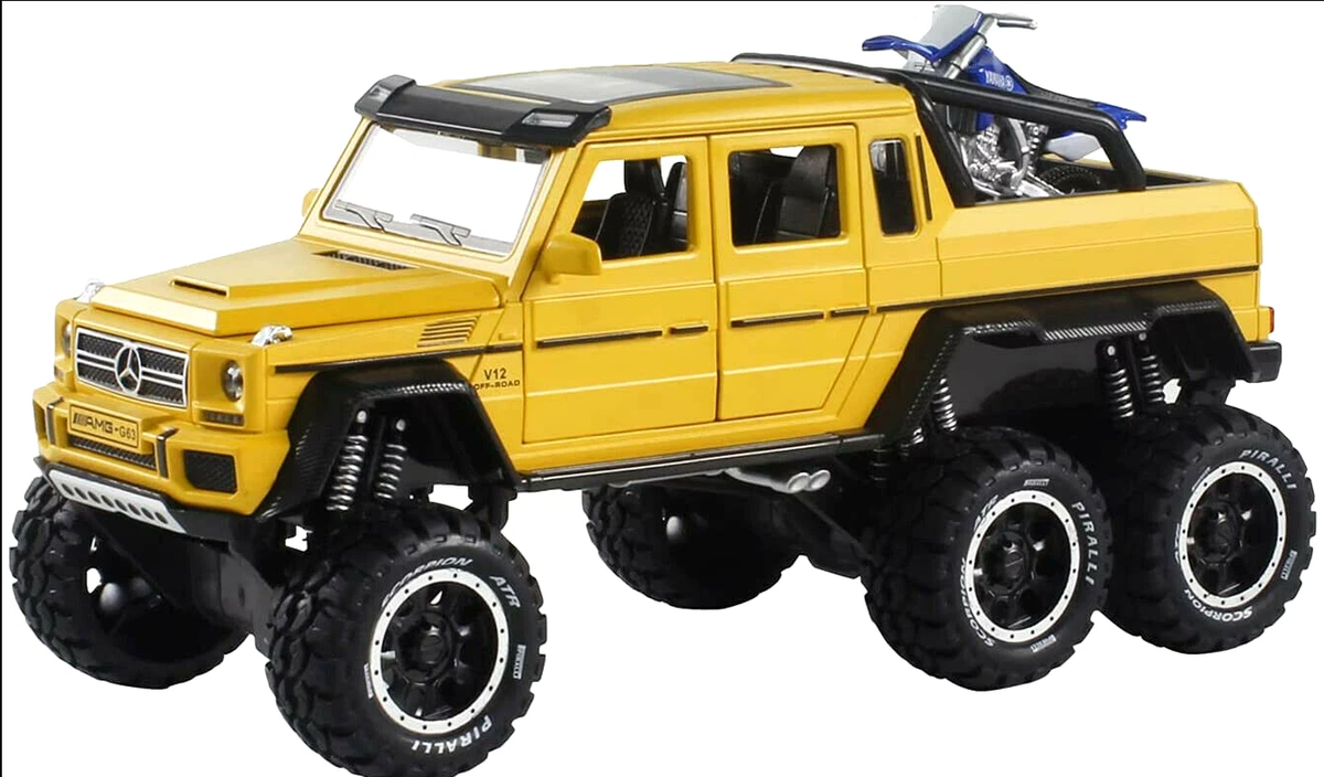 1:24 Diecast AMG G63 Pickup Model With Bike