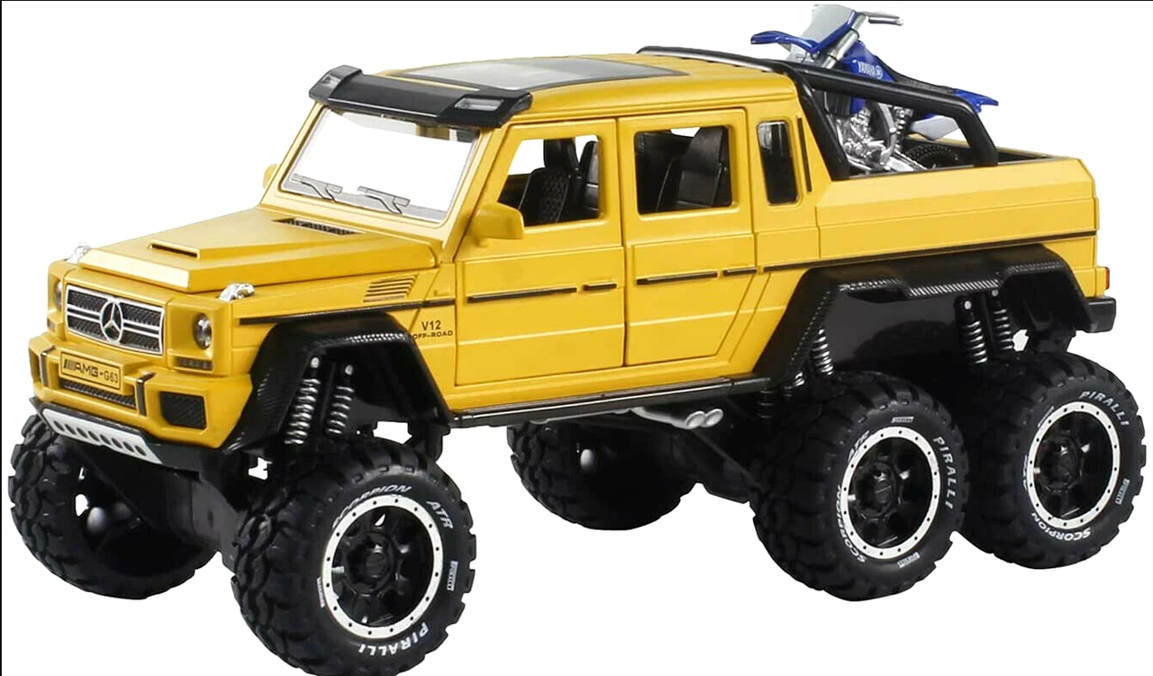 1:24 Diecast AMG G63 Pickup Model With Bike