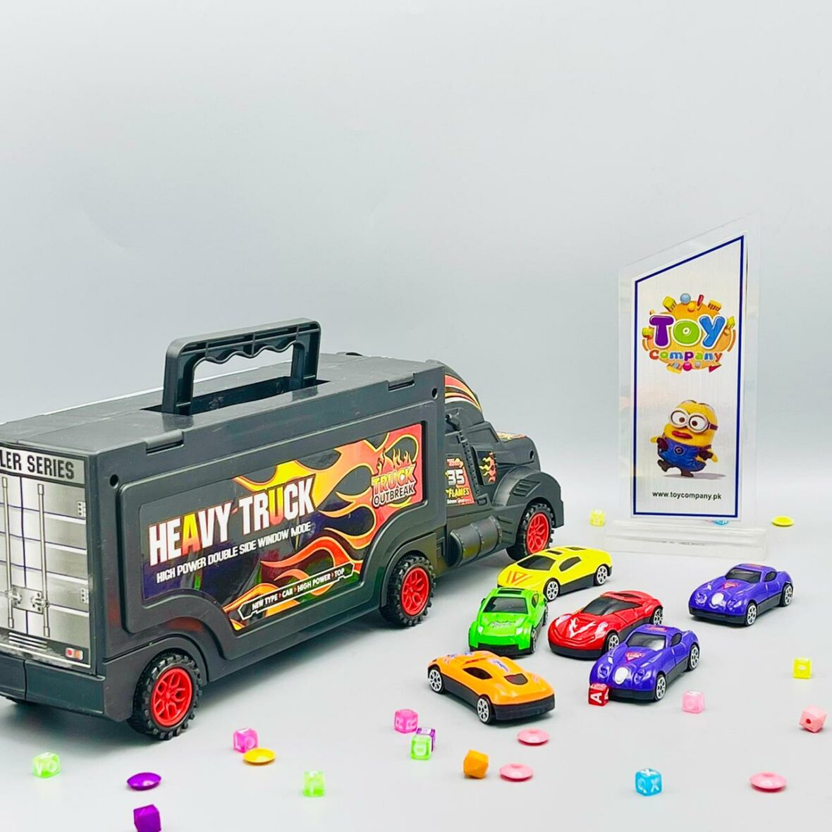 Hot Wheels Car Carrying Trailer Truck - 6Pcs Cars