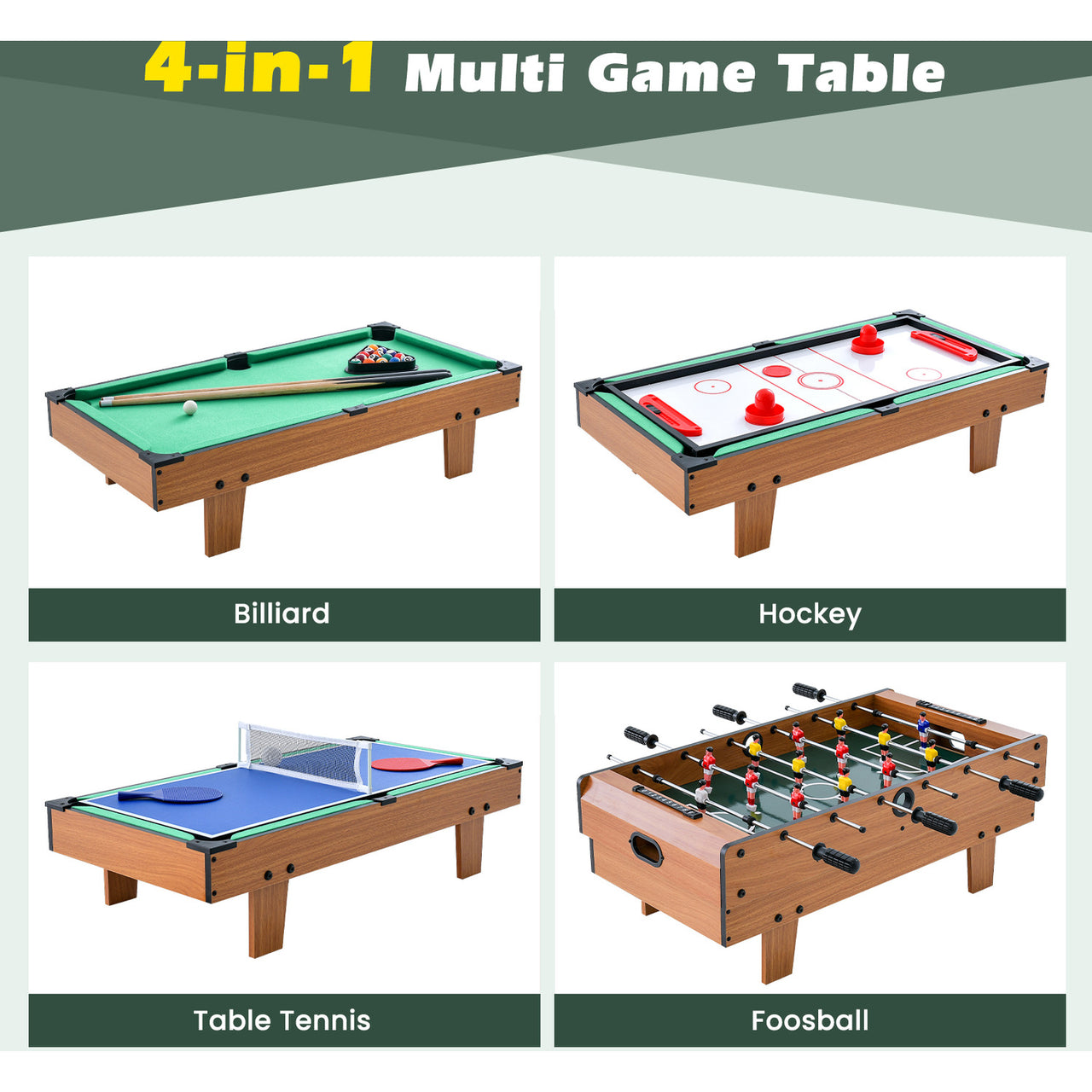 4in1 Wooden Multi-Game Foosball Table Set