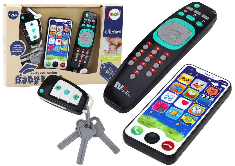 3Pcs Toddlers Musical Key Remote & Mobile Phone With Lights