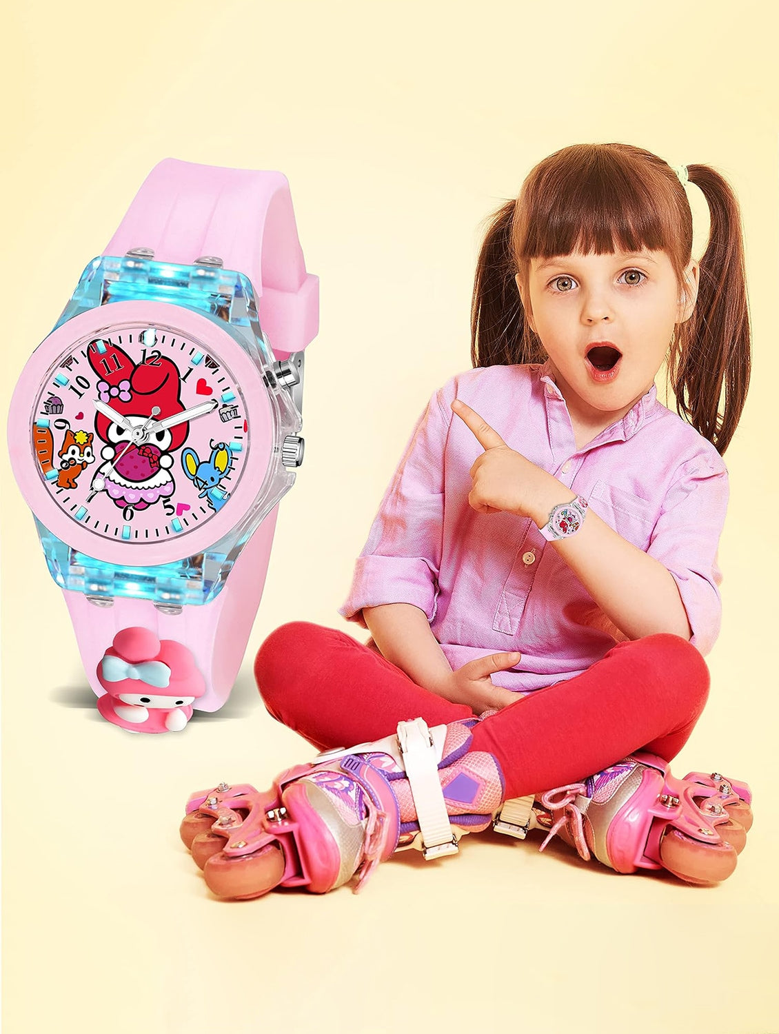 Girls Electric Cartoon Themed Lighting Watch - Assortment