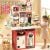 93Pcs Large Pretend Play Kitchen With Light & Sound - Pink