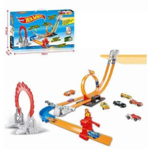Hot Wheel Double Racing Track Set With 2Pcs Cars