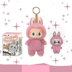 Mini Macaron Labubu Figure Keychain Plush Doll - 1Pc