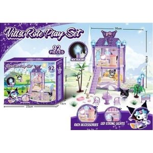 92Pcs DIY Kuromi Villa Doll House Play Set