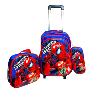 15* Inches Premium Spider Man Trolley School Bag Set
